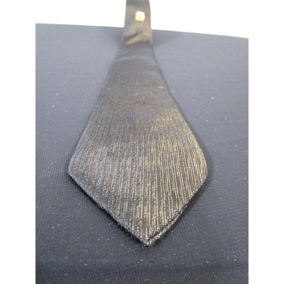 VTG 50's-60s Dark Gold Sharkskin & Crest Rockabilly Skinny Rayon 58" Necktie - Picture 2 of 5